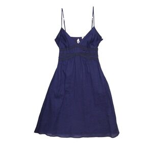 Anthropologie Maeve Sun Dress Size 4 Navy Blue A-Line Sleeveless Vacation Summer